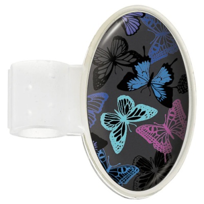 Stethoscope ID Tag ( Dome - Butterflies Grey )