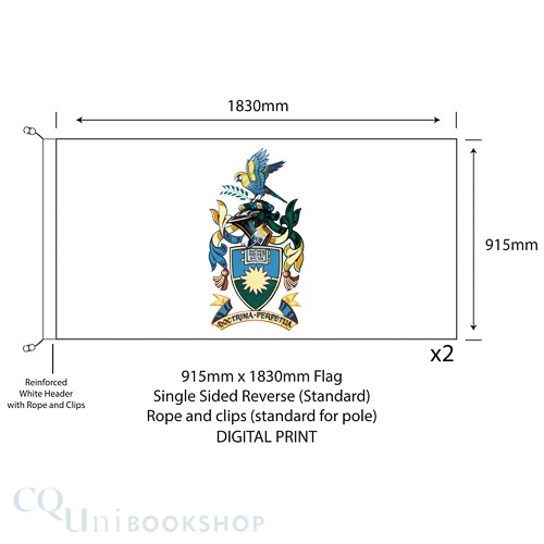 CQUni Heraldic Crest Flag ( 1830x915mm Woven Polyester )