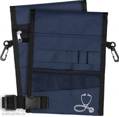 Nurse Pouch 13 Pocket Double Sided ( Navy - Stethoscope )