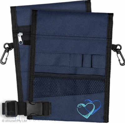 Nurse Pouch 13 Pocket Double Sided ( Navy - Hearts Blue )