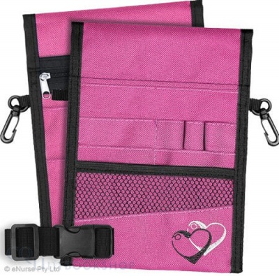 Nurse Pouch 13 Pocket Double Sided ( Pink - Hearts B&W )