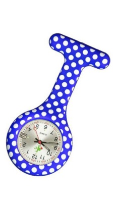 Silicone Fob Watch with Date Function ( Blue Polka )