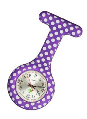 Silicone Fob Watch with Date Function ( Purple Polka )