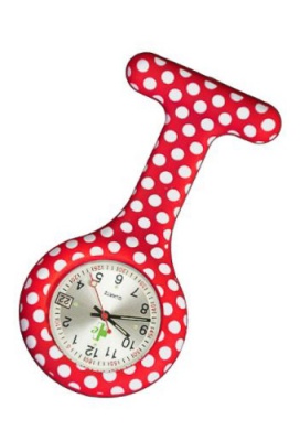 Silicone Fob Watch with Date Function ( Red Polka )