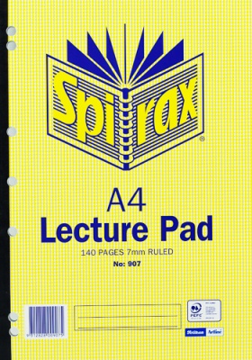 Lecture Pad A4 Side Opening No. 907 ( 140 pages - 7mm ruled )
