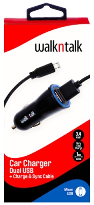 Car Charger ( Dual USB 3.4A ) +Charge & Sync Cable Micro USB