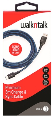 Premium Charge and Sync Cable ( 3m - USB-C - Blue )